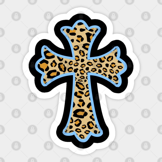 Cheetah Print Cross - Christian Faith Tees for Women Sticker by JPDesigns